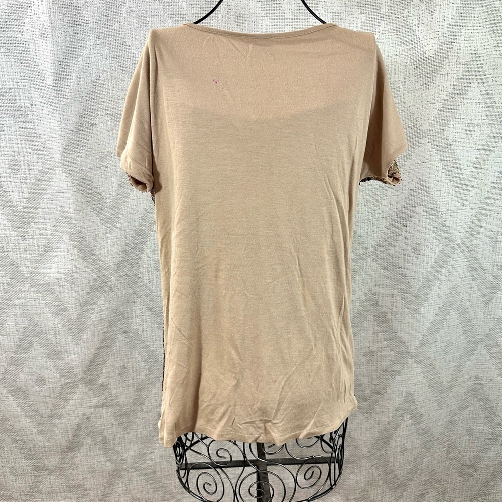 Sundance tan multi-color sequin scoop neck blouse size M - Picture 8 of 10